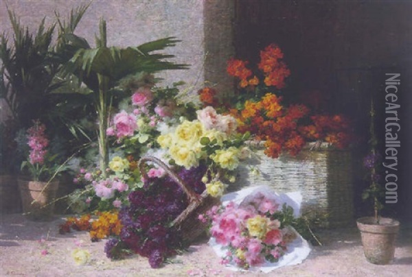 Fresh Flowers Oil Painting - Andre Perrachon