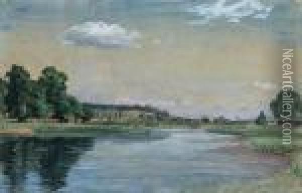 Sommerlandschaft Mit Ruhigem Flusslauf Oil Painting - Albert Lang