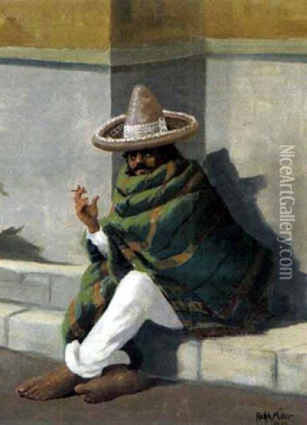 Rauchender Mexikaner Oil Painting - Ralph Davison Miller