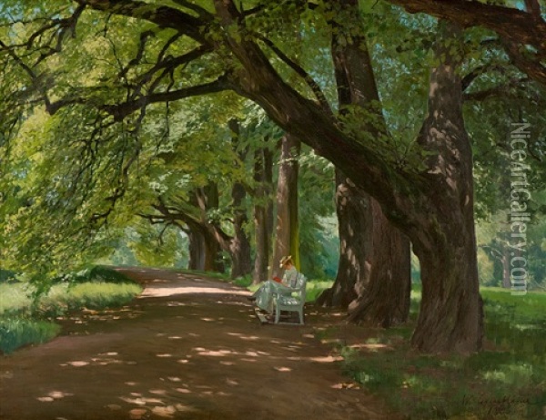 Shady Lime-tree Alley Oil Painting - Wilhelm Eisenblaetter