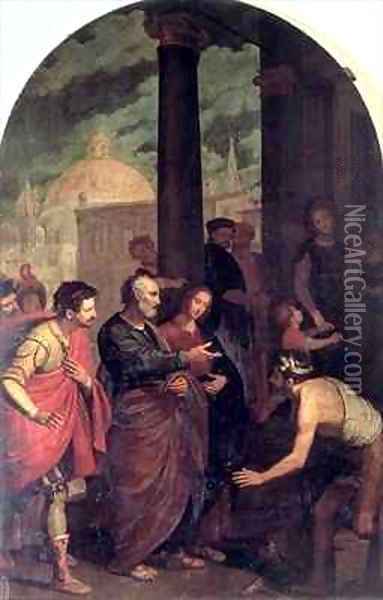 St Peter and St John Healing a Cripple Oil Painting - Cosimo Gamberucci or Gambaruccio