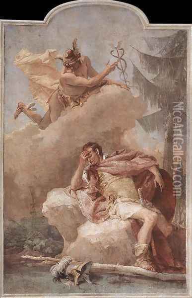 Mercury Appearing to Aeneas 1757 Oil Painting - Giovanni Battista Tiepolo