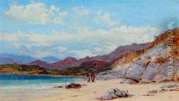 Beach Scene With Female Figures Oil Painting - George Vicat Cole