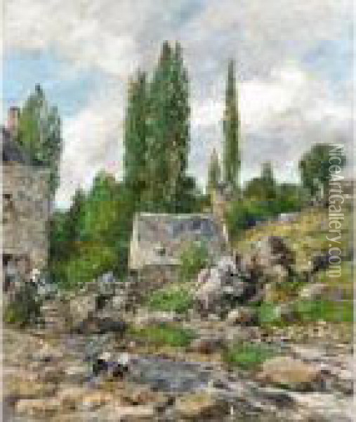 Pont Aven, Le Moulin Oil Painting - Eugene Boudin
