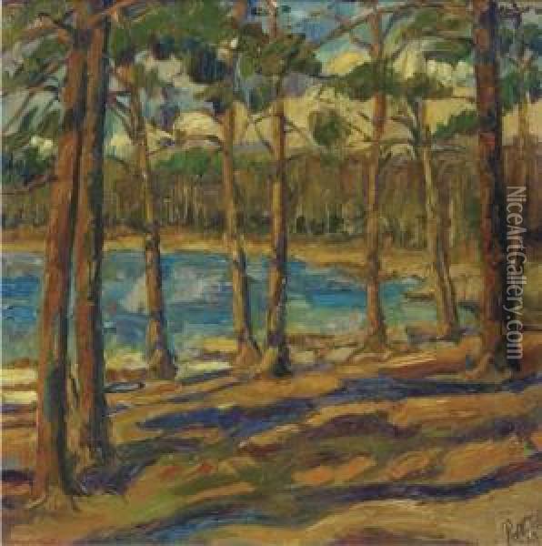 A Forest Lake Oil Painting - Paul Nietsche