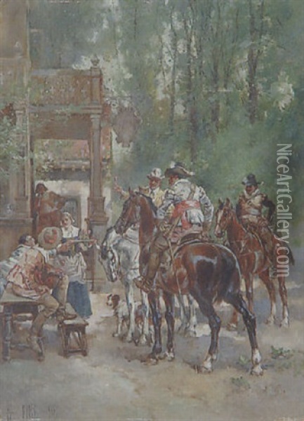 A Pause For Refreshment Oil Painting - William Henry Pike