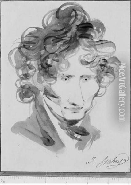Caricature Of Henri Auguste (recto And Verso) Oil Painting - Jean Baptiste Isabey