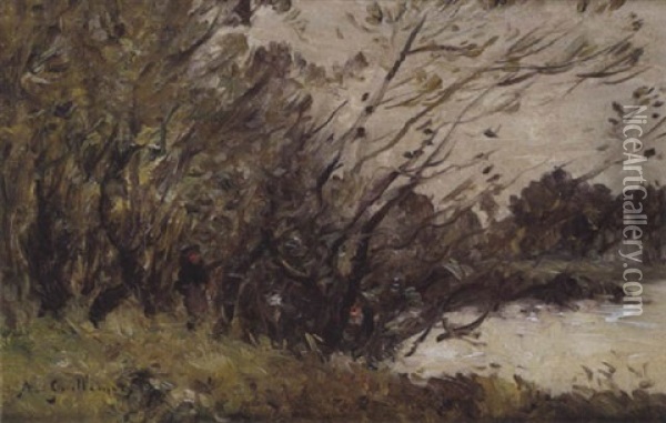 Paysage A La Riviere Oil Painting - Jean Baptiste Antoine Guillemet