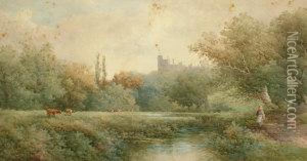 View Of Windsor Castle From The River Oil Painting - Walker Stuart Lloyd