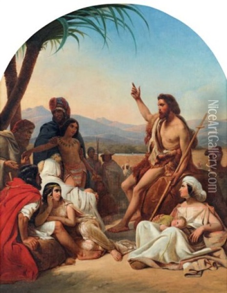 Predication De Saint-jean-baptiste Dans Le Desert Oil Painting - Heinrich Frederic Schopin