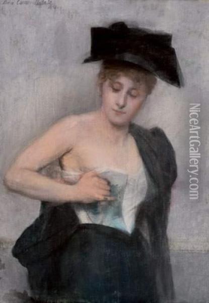Elegante Au Corset Oil Painting - Pierre Carrier-Belleuse
