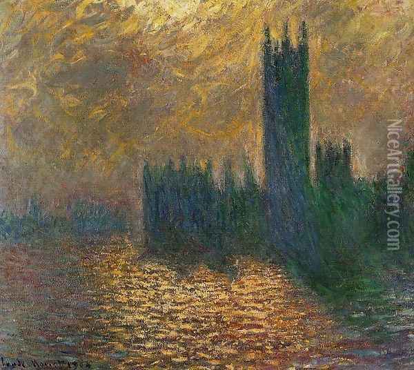 Houses Of Parliament Stormy Sky Oil Painting - Claude Oscar Monet