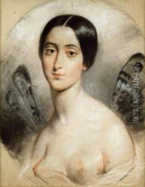 Portrait De Mademoiselle Stock Oil Painting - Francois Gabriel G. Lepaulle