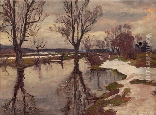 Wintertag In Pommern Oil Painting - Louis Lejeune
