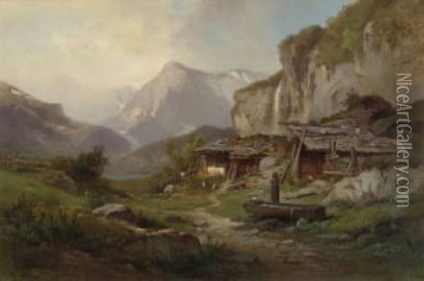 Parthie Bei Seefeld / Tyrol Oil Painting - Dedo Carmiencke
