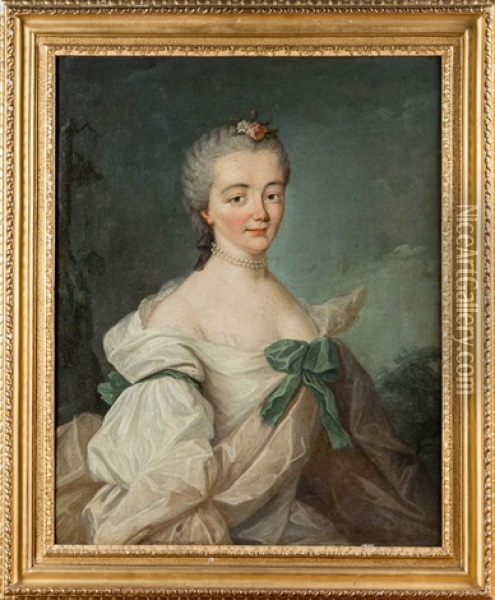 Portrait De Femme Au Collier De Perles Oil Painting - Louis Richard Francois Dupont