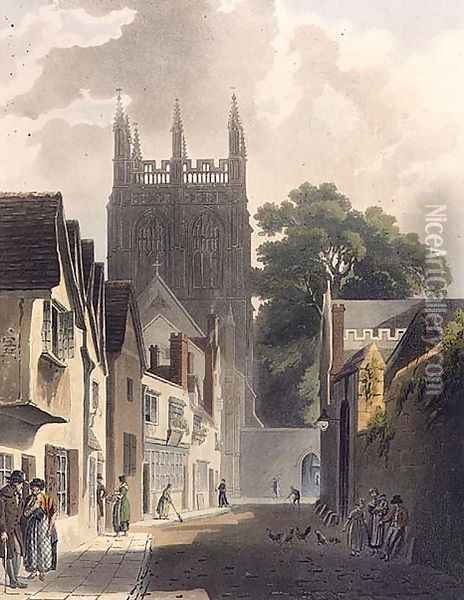 Magpie Lane, Oxford, illustration from the History of Oxford engraved by J. Bluck fl.1791-1831 pub. by R. Ackermann, 1813 Oil Painting - Augustus Charles Pugin