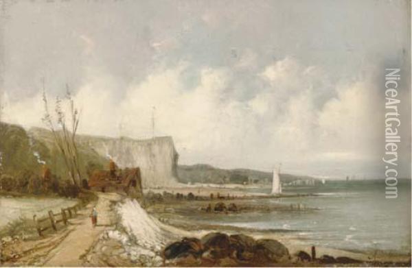A Walk Along The Coast Oil Painting - A.H. Vickers