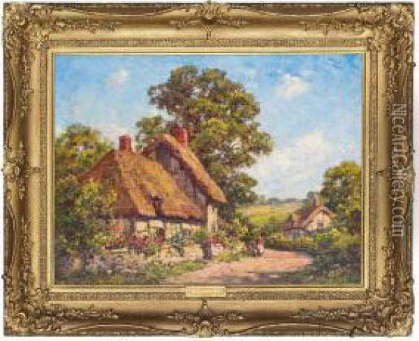 A Cottage Near Dorking, Surrey Oil Painting - Thomas E. Mostyn