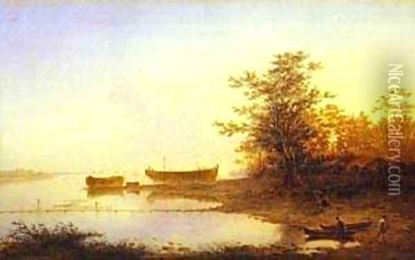 Sunrise In The Suburbs Of St Petersburg 1832 Oil Painting - Maksim Nikiforovich Vorobiev