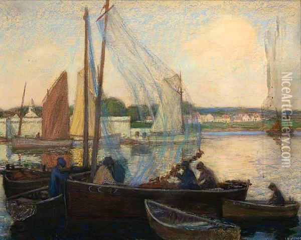 Harbor, Concarneau, Brittany Oil Painting - Wilson Henry Irvine