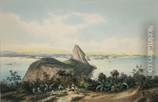 Rio De Janeiro A Entrada Da Barra (da Babilonia) Oil Painting - Friedrich Hagedorn