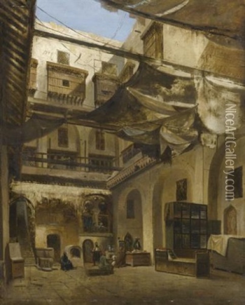 Vue D'une Maison En Orient Oil Painting - Antoine-Baptiste Petit