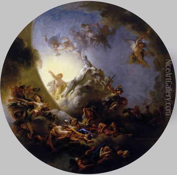 Sunrise with the Chariot of Apollo c. 1672 Oil Painting - Charles de La Fosse