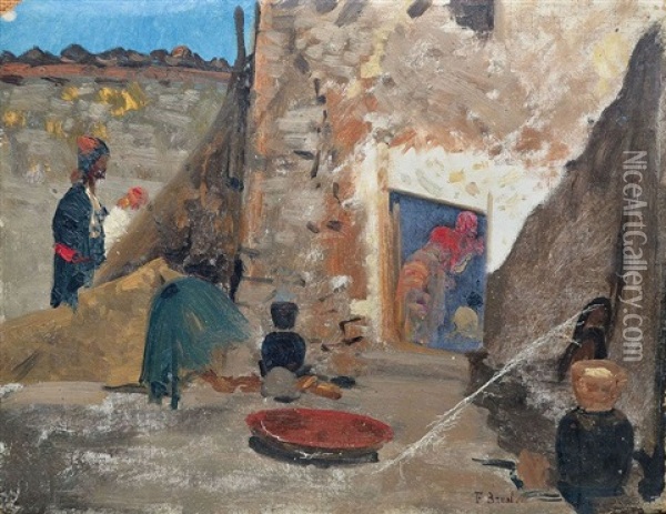 Cour Orientale (sketch) Oil Painting - Germain Fabius Brest