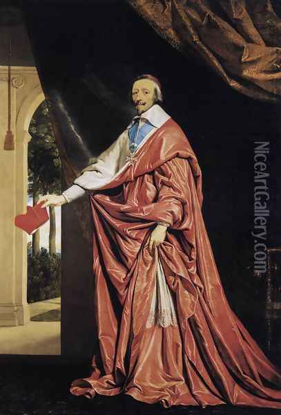 Cardinal Richelieu c. 1637 Oil Painting - Philippe de Champaigne
