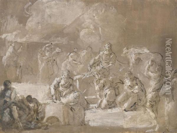 Adorazione Dei Pastori Oil Painting - Domenico Mondo