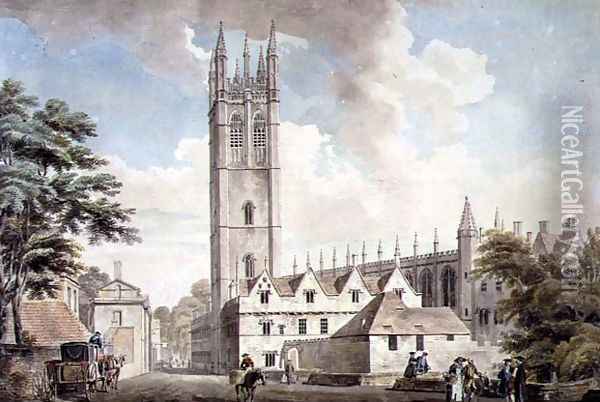 Magdalen Bridge and Tower, Oxford, c.1770 Oil Painting - Michael Angelo Rooker