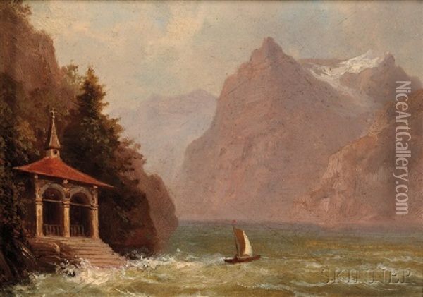 The Lakeside Chapel Oil Painting - Charles Henry Gifford