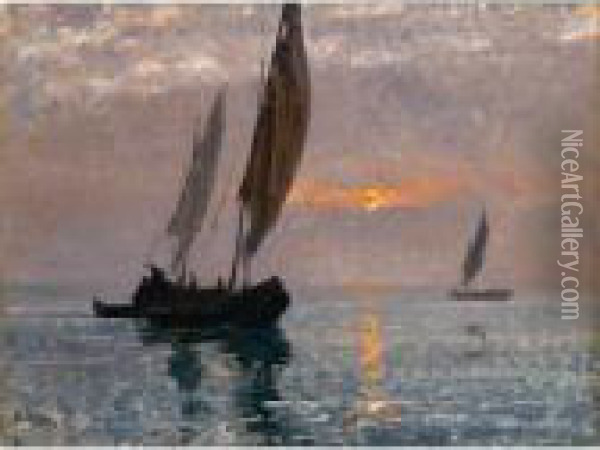 Barca Da Trasporto Oil Painting - Beppe Ciardi