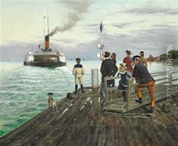 From The Steamer Wharf At Taarbaek Oil Painting - Alfred Benzon