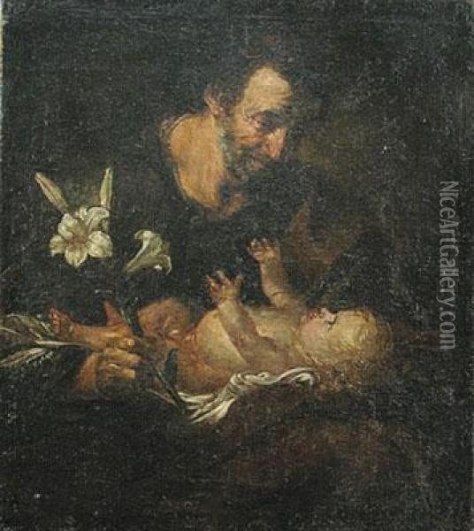 San Giuseppe Col Bambino Oil Painting - Pietro Novelli Il Monrealese