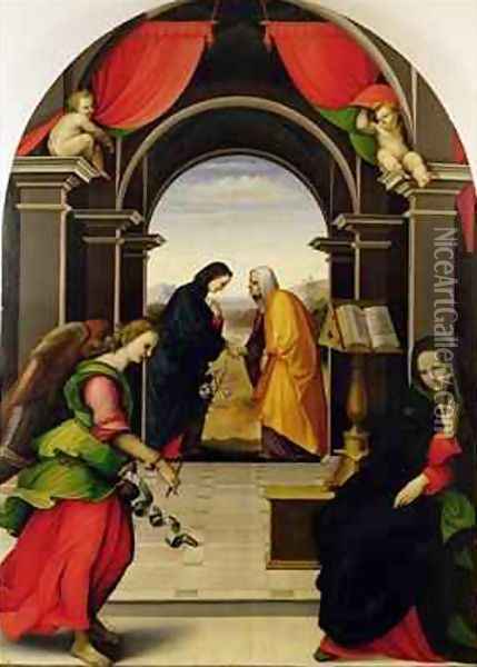 The Annunciation and the Visitation, 1518 Oil Painting - Girolamo Del Pacchia