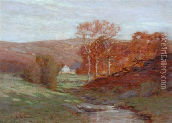 Autumn On The Farm Oil Painting - Leonard Ochtman