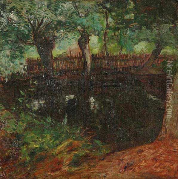 Trees By Water Oil Painting - Alois Kalvoda