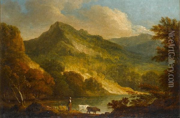 A Mountainous Landscape Oil Painting - Thomas Barker of Bath