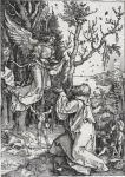 Joachim And The Angel Oil Painting - Albrecht Durer