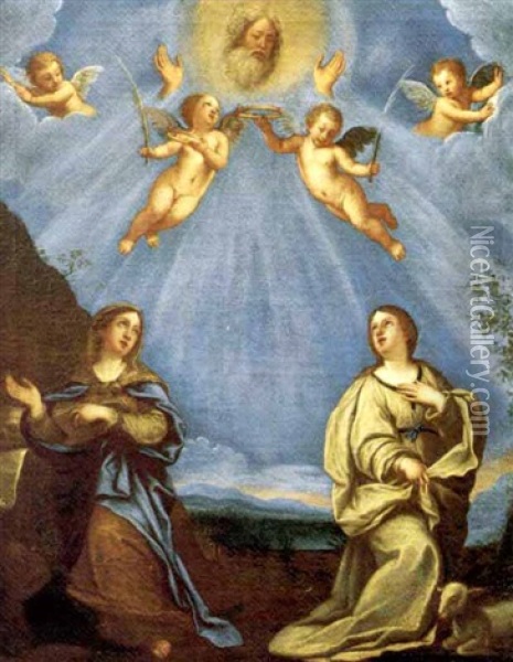 Santa Agnese E Santa Tecla Oil Painting - Francesco Albani
