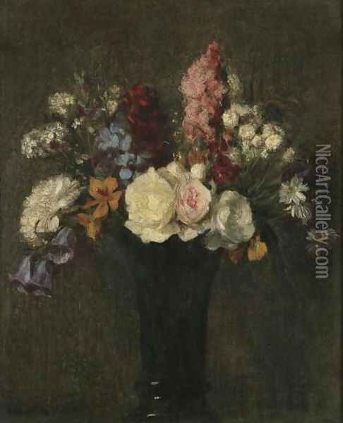 Vase de fleurs variees Oil Painting - Ignace Henri Jean Fantin-Latour