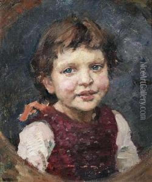 Portrait Of A Young Girl. Oil Painting - Paul Paede