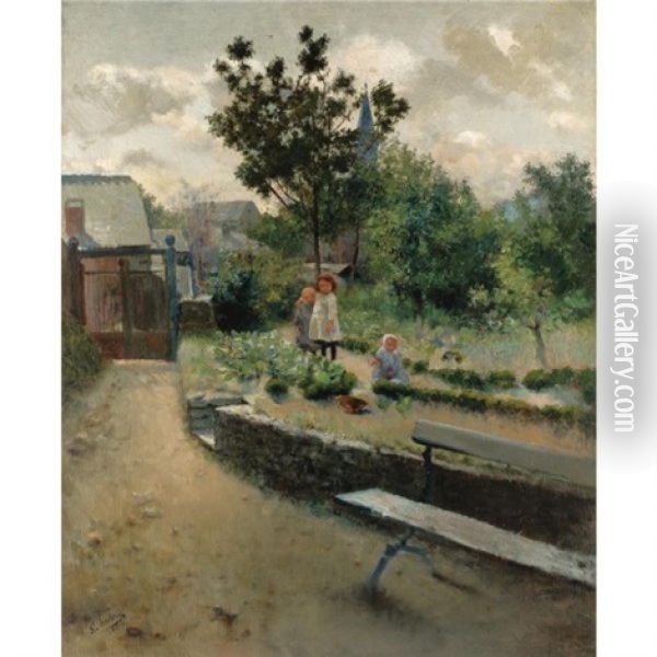 Au Jardin Oil Painting - Leon Frederic