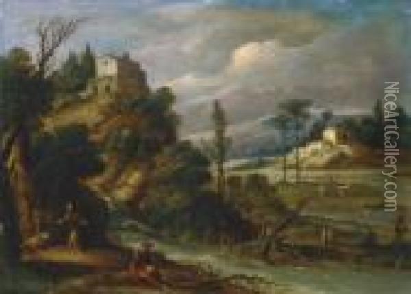 Sudliche Landschaft Miteremiten Und Einer Hochgelegenen Kapelle Oil Painting - Paul Bril
