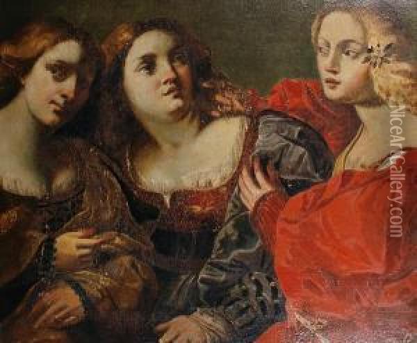 The Three Sisters Oil Painting - Palma Vecchio (Jacopo Negretti)