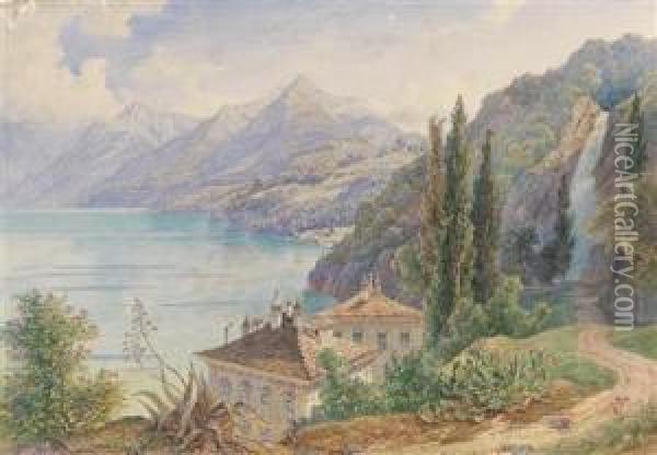 A Motif Of Alake In Upper Italy Oil Painting - Franz Reinhold
