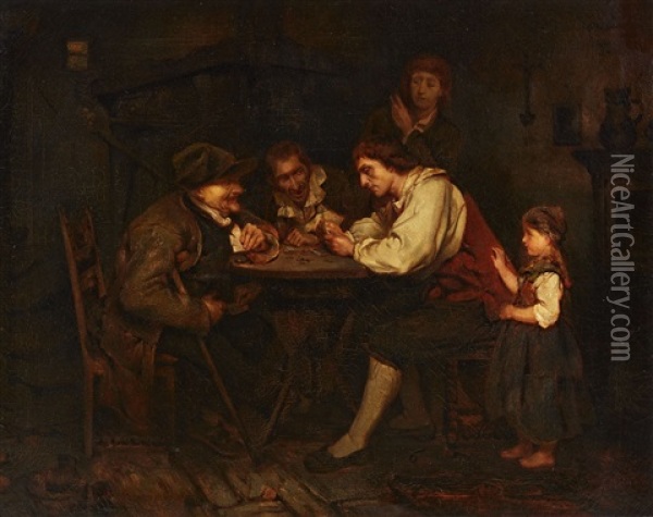 The Gambler Oil Painting - Ludwig Knaus