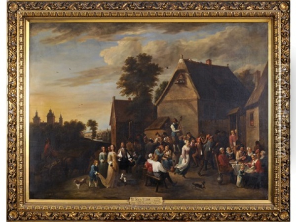 La Fete Du Village (flemish Kermesse) Oil Painting - Henri Hanneton